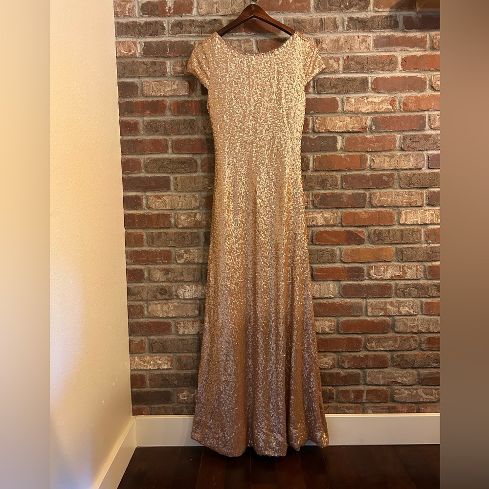 Revelry rose gold sequin gown, size 4